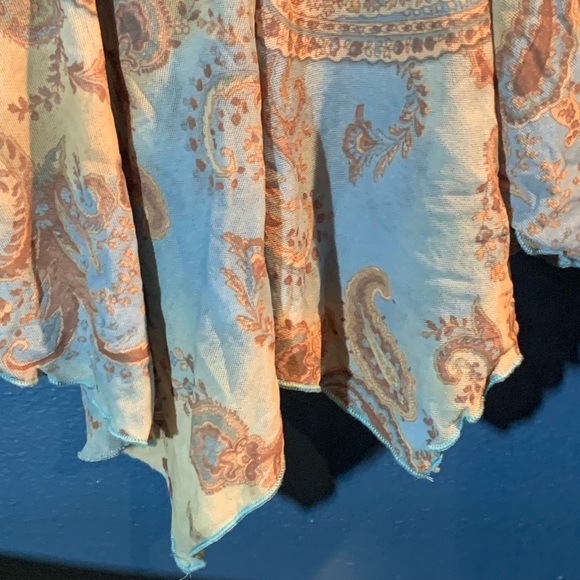 Cha Cha Vente mid dress blue with brown paisley pattern.  Light and fresh sz M - Picture 9 of 9